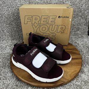 FitVille Recovery Diabetic Sandals Womens Size 12W Orthopedic Wide Shoes Maroon